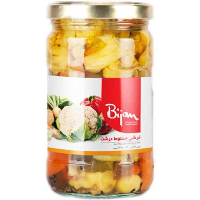 ترشی مخلوط شور شیشه ای670گرم بیژن